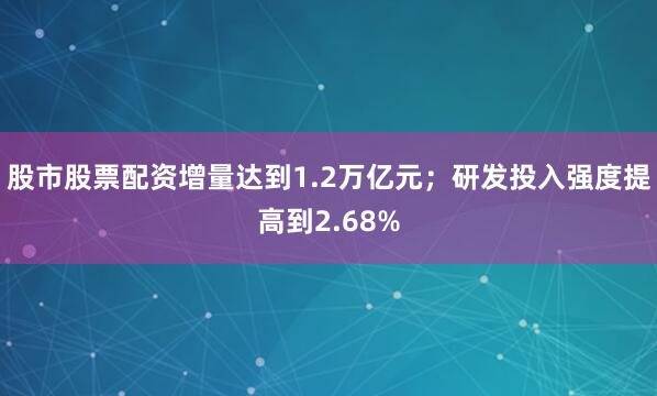 股市股票配资增量达到1.2万亿元；研发投入强度提高到2.68%